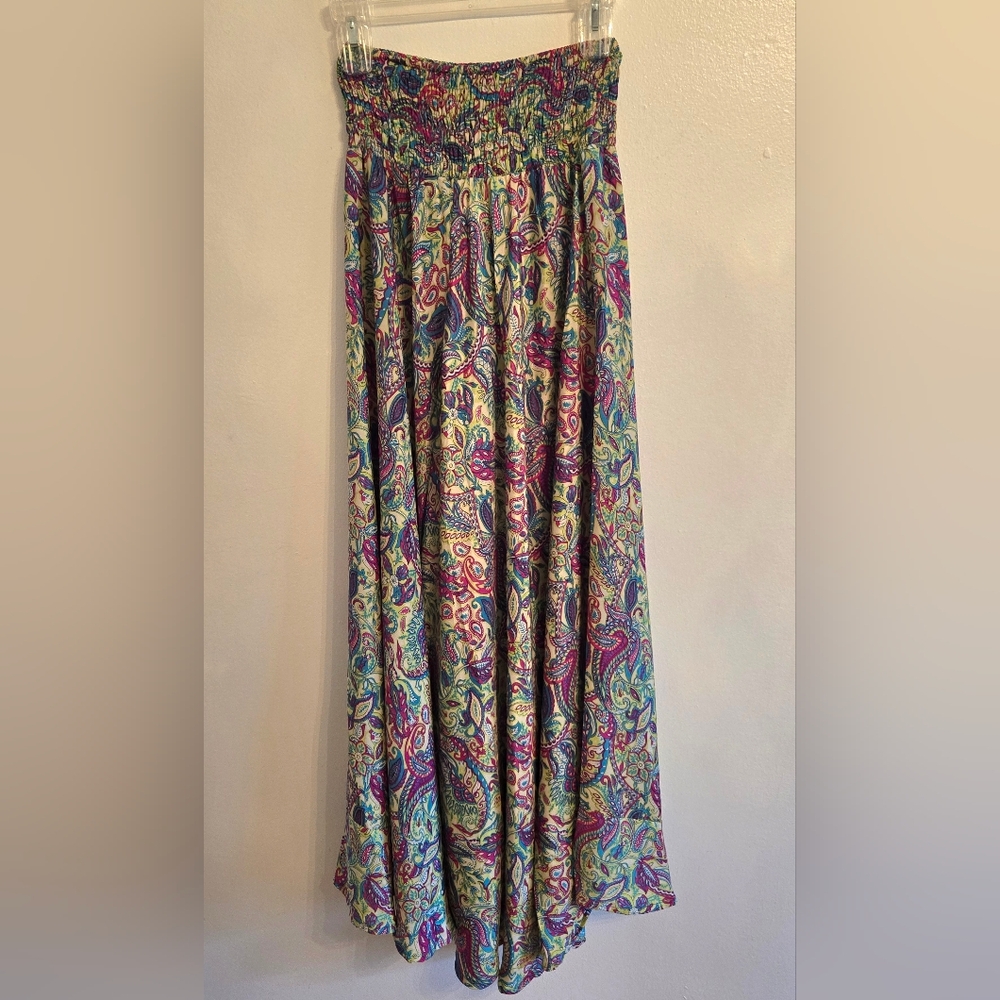 Marila Stile Italiano Pink Green Paisley Palazzo Flowy Pants Designed In Italy